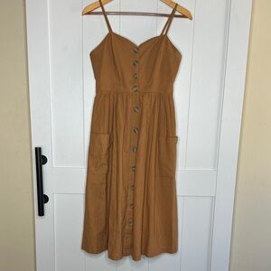 Brown Button-Down Midi Dress Size Small